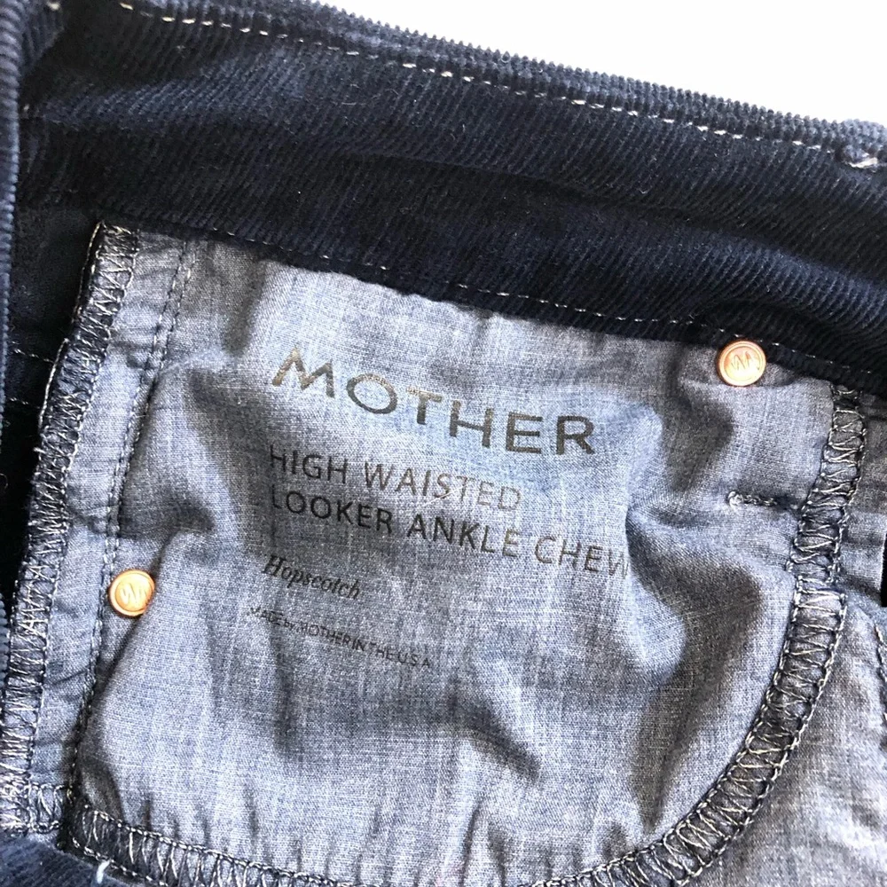 Mother high waisted looker ankle chew hopscotch blue corduroy size 25 - Picture 10 of 15